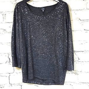 Sequin 3/4 Sleeve Shirt